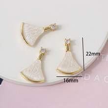 3/5pcs Copper Inlaid Micro-Zirconia Shell Scallop Shaped Fashion Charm Pendant, For Handmade DIY Jewelry Making Necklace Bracelet Earrings Bag Chain Keychain Key Chain - Multicolor - View 4