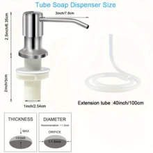 1pc 304 Stainless Steel Sink Built-In Soap Dispenser | Thickened Hose & Press-Type Pump Head | Compatible With Dish Soap & Detergent | Kitchen Dishware & Fruit/Vegetable Cleaning Accessory - Soap Dispenser - View 5