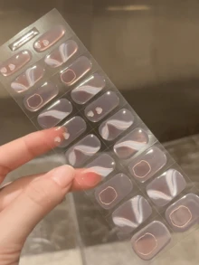 Stiker Kuku Gel Semi Kering Natal, 20 Buah, Tahan Lama, Kualitas Salon, Stiker Kuku Gel Mudah Dipasang & Dilepas dengan Lampu UV - Dusty Pink - View 6