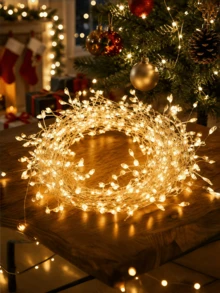 1 String Firecracker Fairy Lights, USB Powered Starry String Lights, Flexible Copper Wire, Warm White, Colorful, Cool White Multiple Light Colors Available. Features Multiple Flashing Light Modes, Adjustable Brightness, Low Power Consumption, And Durable. Can Be Wrapped Around Flower Pots, Tree Branches, Photo Frames, Curtains, Tents, Suitable For Bedroom, Dorm, Party, Christmas, Wedding Decor - M31-firecracker String Lights - View 6