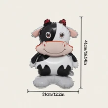 2pcs Small 3D Standing Black & White Cow Aluminum Foil Balloons, Suitable For Birthday Party Decoration Balloons, Theme Party Decoration Balloons - View 3