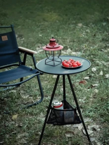 1PC Portable Outdoor Table, Round Plastic Tabletop, Adjustable Height, Telescopic Legs, Lightweight Folding Table, Suitable For Camping, Picnicking, Balcony And Outdoor Use, Easy To Assemble, Compact And Portable. - Multicolor - View 5
