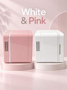 4L 雙用途迷你化妝品冰箱，冷熱雙用，28dB 低噪音，配備平面 LED 燈板，可拆卸層架，適用於護膚品、飲料、母乳，適合臥室與旅行使用 - 粉色 - 查看 5
