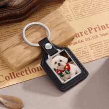 1pc Customized Leather Photo Keychain, Personalized Photo Keychain For Men, Gift For Husband, Boyfriend, Anniversary Gift - Multicolor - View 7