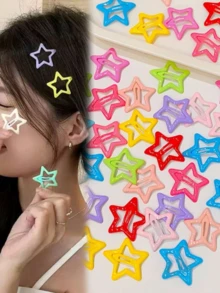 10/20/30/50pcs Mixed Color Sweet Star Hair Clips, Ideal Hair Accessories For Girls' Party And Holiday Styling (Random Color) - Color Mixing - View 5