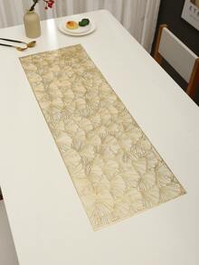 1pc Gold Ginkgo Leaf Hollow PVC Table Runner, Luxury Style Dining Table Hanging Edge Decor - Multicolor - View 11