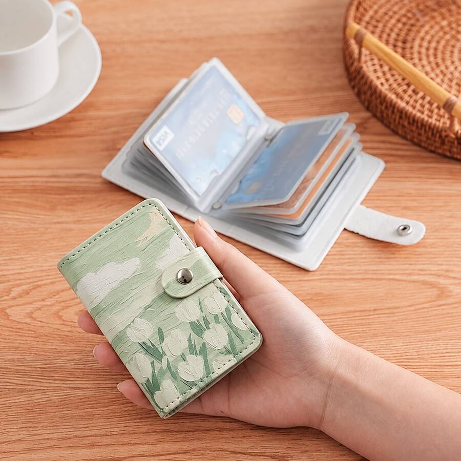 2024 New Oil Painting Style Wallet, Multi-Slot Large Capacity Bank Card & ID Card Holder - Multicolor - View 1
