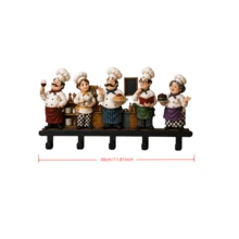 2D Metal Cute Chef Shaped Wall Hanging Hook Rack Kitchen Wall Utensil Towel Storage Decorative Shelf - View 5