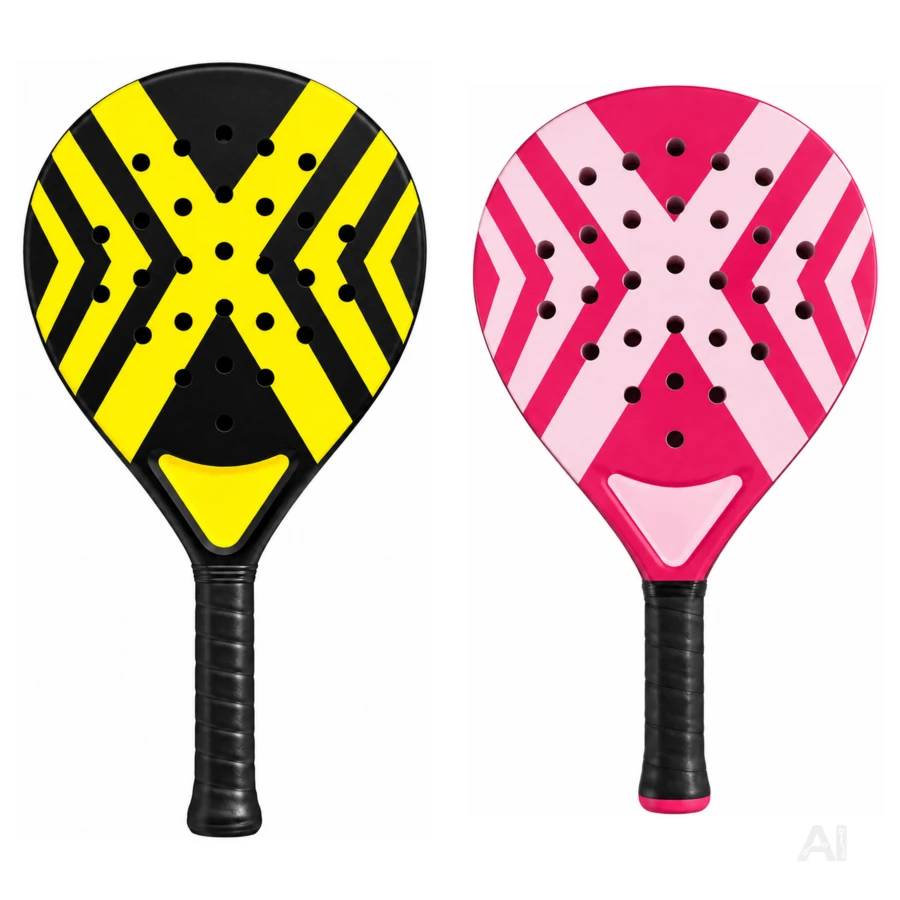 TK Gruppe 2er Padel Racket Set Erwachsene – Padelschläger mit Meshtasche für Anfänger & Fortgeschrittene, Training & Freizeit (2er Set Gelb & Pink) - A - Übersicht 1