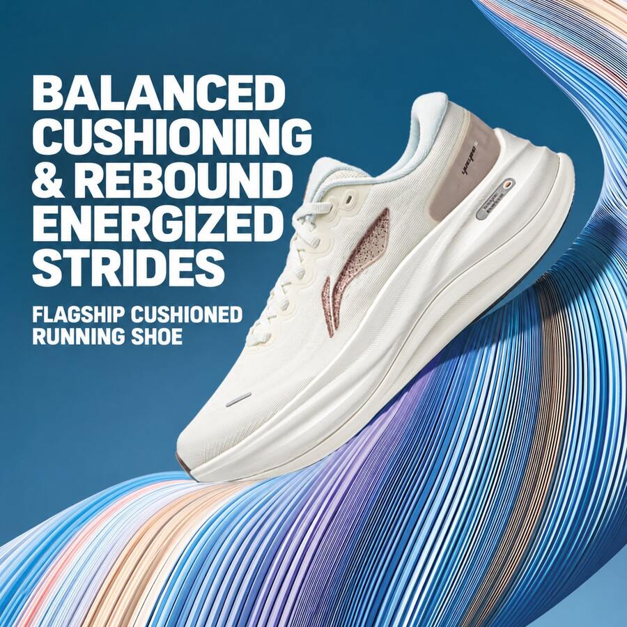 Li-Ning YUEYING 6 PRO Women's Optimized Cushioning Running Shoes Wide Toe ARHW016 - Off-white/Deer Brown - View 1