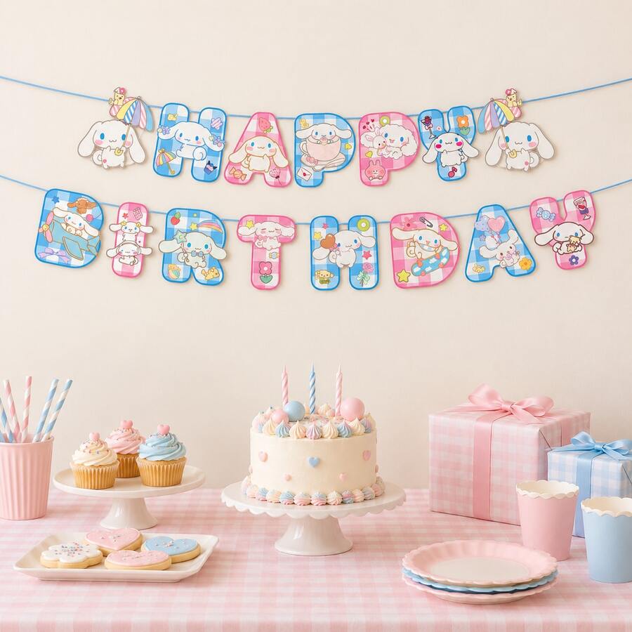 Sanrio Cinnamoroll Happy Birthday Banner, Cute Character Letter Garland ...