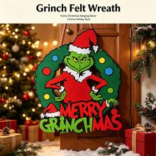 The Grinch 1pc Christmas Decoration Door Hanging Wreath Christmas Tree Ornament, Christmas Party Decoration (With Random Style Rope Accessory) - Multicolor - View 3