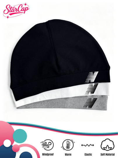 N Print Skull Cap, Breathable Helmet Liner Workout Cycling Beanie, Casual Y2K Streetwear Hip Hop Slouchy Headwear