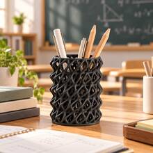 1pc Hollow Wave Pencil Holder, 3D Printed Mesh Desktop Organizer, Aesthetic Wave Pencil Cup, Suitable For Office Home Desktop Storage, Makeup Brush Holder Gift - Multicolor - View 9