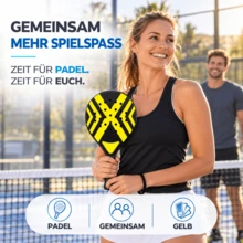 TK Gruppe 2er Padel Racket Set Erwachsene – Padelschläger mit Meshtasche für Anfänger & Fortgeschrittene, Training & Freizeit (2er Set Gelb & Pink) - A - Übersicht 2