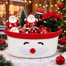 1pc Cute Christmas Theme Storage Basket, Home Living Room Holiday Decoration Gift Storage Bin - Multicolor - View 9