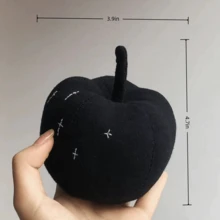 Artist Black Pearl Fabric Black Apple DIY Plush Charm, Creative Faux Apple Stuffed Decorations Bag Keychain Pendant - 1PC Black - View 4