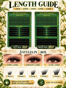 30排仙女毛+直髮 3合1 DIY 分段式假睫毛 8-16mm 混長 - CC - 查看 6