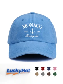"MONACO" Racing Club Anchor Graphic Printed Baseball Cap, Multi-Color Vintage Washed Style Dad Hat For Unisex - MONACO - View 14