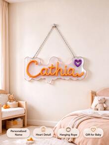 Personalized Acrylic Name Plate, Customized Handmade Silicone Nursery Name Plate, Customizable Children's Room Wall Bedroom Decor Name Plate, Wedding Birthday Party Graduation Gift Customized Name Plate, Personalized Gift, Room Decor Sign - Acrylic Nameplate - View 6