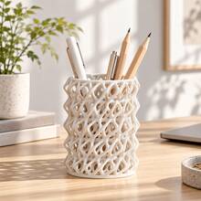 1pc Hollow Wave Pencil Holder, 3D Printed Mesh Desktop Organizer, Aesthetic Wave Pencil Cup, Suitable For Office Home Desktop Storage, Makeup Brush Holder Gift - Multicolor - View 10