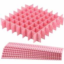4/16pcs Adjustable Drawer Dividers Storage Box, Socks Underwear Bra Cosmetics Drawer Organizer, Bedroom & Office Storage - Pink - View 1