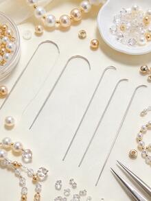 [2pcs/Pack]Bent Beading Needles, Curved Design For Smooth Operation, Available In 10cm And 11.7cm Sizes, Suitable For Beaded Jewelry, Seed Bead Crafts And Other Delicate Handmade Projects - Open-ended Curved Needle - View 1
