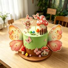 15Pcs Fairy Forest Theme Cake Topper Set Butterfly Wings Elf Mushroom Fairy Girl Birthday Party Baking Decoration Picks - View 2