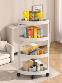 Rolling Storage Cart Equipped With Smooth Universal Wheels. Corner Design Fits Corner Spaces Well. Large Layered Storage For Kitchen Utensils And Sundries, Ideal For Kitchen, Bathroom And Living Room. - Random Color - View 2