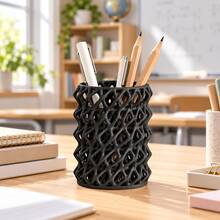 1pc Hollow Wave Pencil Holder, 3D Printed Mesh Desktop Organizer, Aesthetic Wave Pencil Cup, Suitable For Office Home Desktop Storage, Makeup Brush Holder Gift - Multicolor - View 8