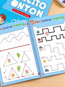 32-Page Pen Control Training Workbook . Trace Lines, Letters And Numbers To Build Pencil Control And Fine Motor Skills. Perfect For Preschool, Homeschool And Back-To-School Practice. - Multicolor - View 7