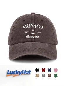 "MONACO" Racing Club Anchor Graphic Printed Baseball Cap, Multi-Color Vintage Washed Style Dad Hat For Unisex - MONACO - View 7