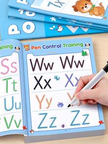 32-Page Pen Control Training Workbook . Trace Lines, Letters And Numbers To Build Pencil Control And Fine Motor Skills. Perfect For Preschool, Homeschool And Back-To-School Practice. - Multicolor - View 2