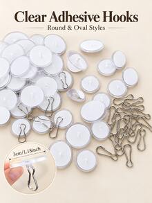 2/10/30pcs Transparent Adhesive Ceiling Hooks, Clear Damage-Free Hooks With Metal Clips, Suitable For Christmas Decorations, Balloons, Wreaths, Party Decor, Home Holiday Decorations And Wedding Supplies - Multicolor - View 2