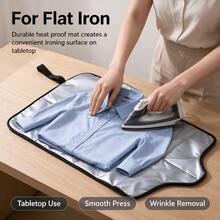 1Pc Foldable Ironing Mat, Portable Household Ironing Pad, Heat Resistant Board, For Garment Steamer & Flat Iron, Lightweight Space-Saving Ironing Accessory, Durable Heat Proof Mat For Home & Travel,Convenient Pad For Shirts & Dresses Wrinkle Removal - Multicolor - View 2