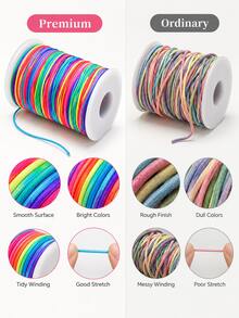 1 Gulungan Tali Elastis Pelangi untuk Gelang - Gulungan Tali Elastis Manik-Manik Warna-warni, Untuk Membuat Gelang Persahabatan Festival Musik DIY, Kerajinan Manik-Manik Berbentuk Kuda, Tali Kepang Rambut Warna-warni, Tali Masker dan Kerajinan Liburan - tali elastis - View 6