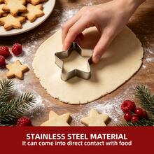 6Pcs Christmas Stainless Steel Cookie Cutter Set, Multi Shapes Tree Star Heart Flower Butterfly Cat Biscuit Molds, DIY Baking Tools For Cookies Fondant Fruit, Xmas Holiday Party Gift Supplies - View 5