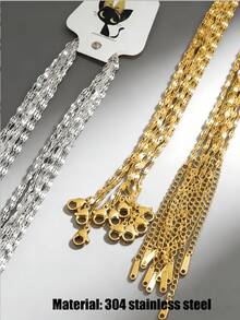 10 Pcs Stainless Steel Lip Chains, Gold And Silver Available, DIY Necklace, Suitable For DIY Jewelry Making, Fashion Choker Accessories - 10pcs - View 1