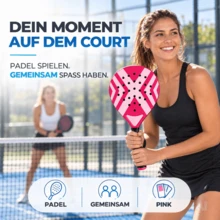 TK Gruppe 2er Padelschläger Erwachsene – Padel Set mit Meshtasche für Einsteiger & Fortgeschrittene, Padel Rackets für Training & Match (2er Set Gelb & Pink) - A - Übersicht 3