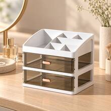 2-Drawer Makeup Organizer With Top Compartments For Vanity And Desktop Storage - Multicolor - View 10