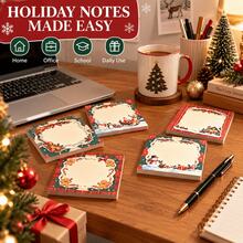 6pcs Christmas Notebook Set, Holiday Printed Paper Notebooks, Compact Square Writing Cards, Large Blank Area, Cute Holiday Stationery, Suitable For Diary, Gifts, Office, Study, Back To School, Parties And Christmas Decoration - one-size - View 6