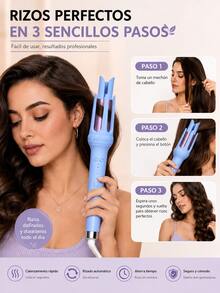 2-In-1 Automatic Rotating Hair Curler And Straightener. 28mm Professional Curling Iron For Large Waves, Fast Heating With 4 Temperature Settings And Intelligent Anti-Tangle Sensor. Portable Design Suitable For All Hair Types. - US A Type Plug(110-127V) - View 6
