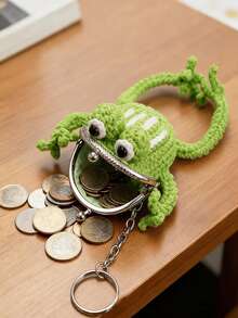 Crochet Frog Change Bag, Handmade Plush Frog Wallet, Travel Storage Bag,Coin Purse - Green - View 1
