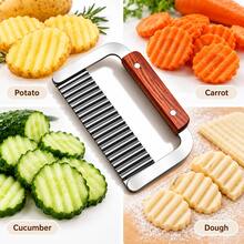 Stainless Steel Wavy Serrated Slicer, Used To Cut Vegetables Into Wavy Shapes, Also Can Be Used As A French Fry Slicer, Suitable For Cutting Fruits And Vegetables - Multicolor - View 2