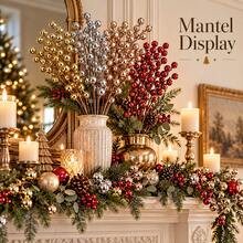 Christmas Decorative Berry Branch 70cm 5PCS Metallic Holiday Stems - Multicolor - View 9