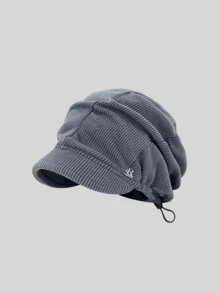 1pc Women's Corduroy Knit Newsboy Cap, Loose Fit With Adjustable Drawstring, Ribbed Texture, Warm Autumn/Winter Street Style, Suitable For Travel - A - View 17