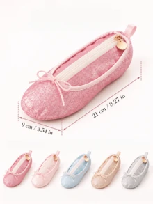 Ballet Shoe Shaped Cosmetic Bag, Portable Makeup Pouch For Dance Training, Ballet Class & Performance, Zipper Makeup Organizer For Brushes, Hair Accessories & Small Essentials - Multicolor - View 3