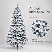 Pointed Mixed Snow Christmas Tree PVC PET 120cm 150cm 180cm 210cm - White - View 3