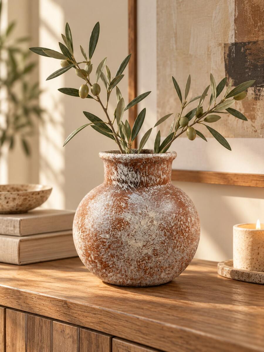 Bình hoa trang trí Wabi Sabi phong cách vintage sơn trắng giả cổ bề mặt vân nhám, decor nhà hiện đại hữu cơ mộc mạc, điểm nhấn trung tính để bàn cho phòng khách, phòng ngủ, lối vào, bàn cà phê, kệ sách, bàn console - Các mục đã chọn - Xem 1