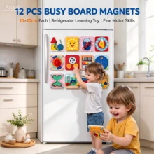 1 Set Wooden Busy Board Magnetic Fridge Game, Children's Cognitive Hand-Eye Coordination Training Educational Toy Decoration Christmas Gift Set - Multicolor - View 2